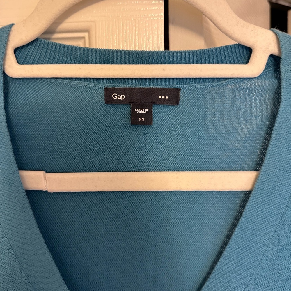 GAP Blue Cardigan Sweater Knit Midi -Sleeve - Picture 7 of 10